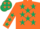 Silk - Orange, dark green stars