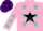 Silk - Pink, turquoise 'mfr' on black star, black, purple and turquoise stars