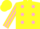 Silk - Yellow, pink dots, pink stripe on sleeves, yellow cap
