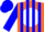 Silk - Orange, white ball, blue stripes on sleeves, blue cap