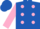 Silk - Royal blue, pink dots, pink cuffs on slvs