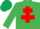 Silk - Emerald Green, Red Cross of Lorraine, Dark Green cap