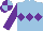 Silk - Light blue, purple triple diamond and sleeves, purple and light blue quartered cap