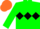 Silk - Green, Black triple Diamond, Orange armlets On Green Sleeves, Orange Cap