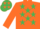 Silk - Orange, emerald green stars, orange sleeves