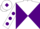 Silk - White and purple diabolo, white sleeves, purple spots, white cap, purple diamond