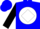Silk - Blue, white ball, white diamond on black sleeves, blue cap