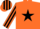 Silk - ORANGE, black star, striped sleeves and cap