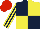 Silk - Dark blue and yellow quartered, striped sleeves, red cap