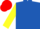 Silk - Royal blue, yellow sleeves, red cap, black hoops