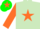 Silk - LIGHT GREEN, orange star and sleeves, green cap, orange star