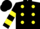 Silk - Black, yellow dots, yellow bars on sleeves, black cap