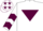 Silk - WHITE, maroon inverted triangle and chevrons on sleeves, white cap, maroon stars