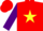 Silk - Red, yellow star, yellow star on purple sleeves, red cap
