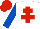 Silk - White, red cross of lorraine, royal blue sleeves, red cap