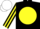 Silk - Black, yellow disc, striped sleeves, white cap