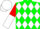 Silk - Green, white diamonds, red sleeves, red and white halved cap