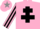 Silk - Pink, black cross of lorraine, striped sleeves, pink cap, grey star