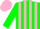 Silk - Green, pink stripes, pink cap