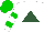 Silk - White, hunter green triangle, green hoops on sleeves, green cap