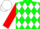 Silk - Green and white diamonds, red sleeves, green, red and white cap