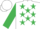 Silk - White, emerald green stars and sleeves, white cap