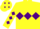 Silk - Yellow, purple triple diamond, purple diamonds on sleeves and cap