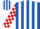 Silk - Royal blue and white stripes, red and white check sleeves