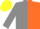 Silk - Grey, orange halved horizontally, grey sleeves, black hoops, yellow cap