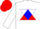 Silk - White, red triangle, blue inverted triangle, white sleeves, red hoops, red cap