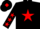 Silk - Black, red star, black sleeves, red stars, black cap, red diamond