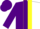 Silk - Purple and white halved, yellow panel, white stripe on purple sleeves, purple cap