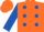 Silk - orange, royal blue spots and sleeves, orange spots on cap
