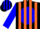 Silk - Black, black 'sdr' on orange and blue ball, orange stripes on blue sleeves