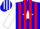 Silk - Blue, red 'whf' on white star, red stripes on white sleeves