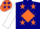 Silk - Navy, navy horseshoe on orange diamond, orange stars on white sleeves