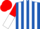 Silk - Royal Blue and White stripes, Red and White halved sleeves, Red cap