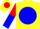 Silk - Yellow, red arrow on blue ball, red and blue halved sleeves