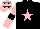 Silk - Black, pink star, pink sleeves, black armlets and stars on pink cap