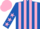 Silk - Royal blue and pink stripes, royal blue sleeves, pink stars, pink cap