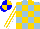 Silk - Light Blue And Gold Blocks, Gold Sleeves, White Stripes, Blue And Gold quartered Cap