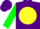 Silk - Purple, purple 'cg' on yellow ball, green sleeves, purple cap