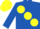 Silk - royal blue, large yellow spots, royal blue sleeves, yellow cap