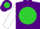 Silk - Purple, lime green ball, black bars on white sleeves