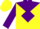 Silk - Yellow, 'd' on purple yoke yellow and purple diamond quarter sleeves