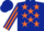Silk - Dark blue, orange stars, striped sleeves, dark blue cap