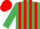 Silk - Emerald Green and Red stripes, Emerald Green sleeves, Red cap
