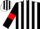 Silk - black, white stripes, red armlets, black and white striped cap, white peak