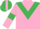 Silk - Pink, emerald green chevron, pink armlets on emerald green sleeves, mauve cap, pink stripe, white peak