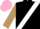 Silk - black, white sash, white hoops on light brown sleeves, pink cap, white peak